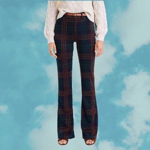 American Eagle Plaid Super Hi Rise Flare Pants Size 10